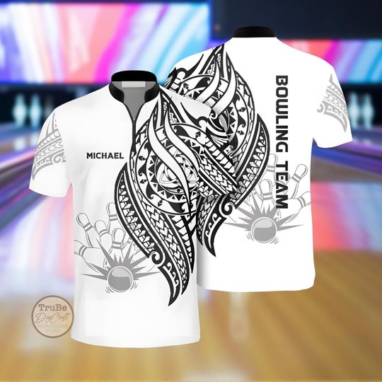 Custom White Tribal Bowling Jersey: Personalized Team Shirt