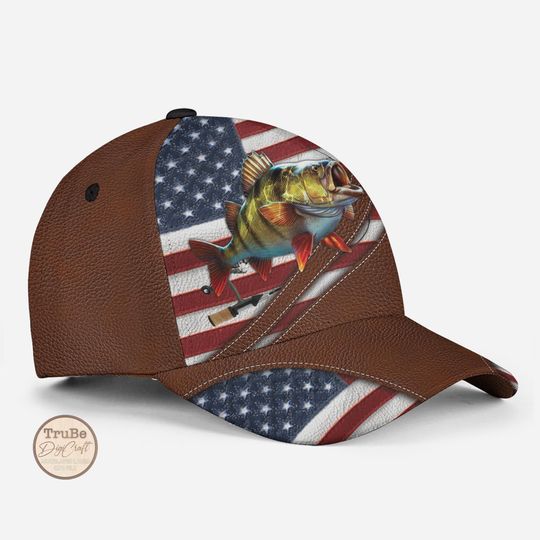 Personalized Fishing US Flag Baseball Cap