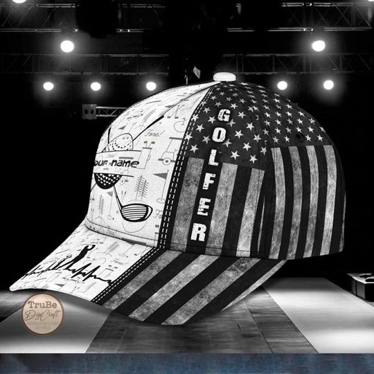 Personalized US Flag Golf Baseball Cap