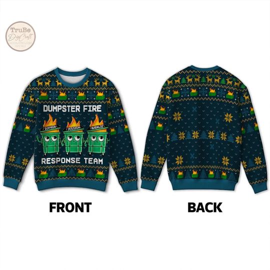 Personalized Dumpster Fire Ugly Christmas Sweater