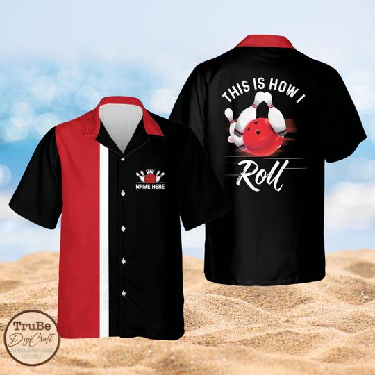 Personalized Hawaiian Bowling Shirt, Retro Bowling Team Shirt, Matching Bowler Shirt