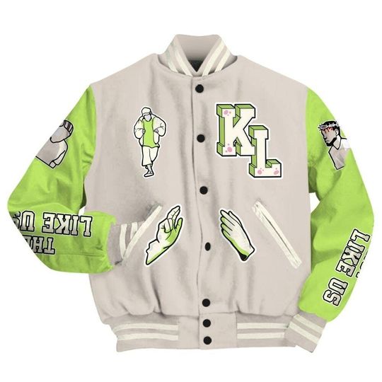 Varsity Jacket To Match Jack Black Night Silver - Dislike Us Graphic All Over Print Varsity Jacket