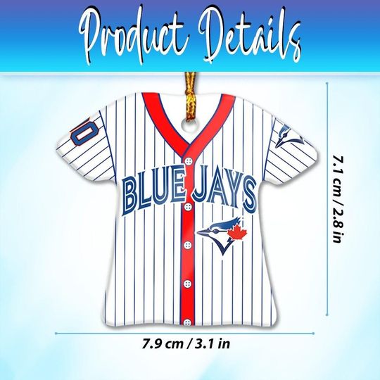 Toronto Blue Jays Champions Throwback Jersey Ceramic Ornament  Personalized Handmade Gift, Custom Name & Number