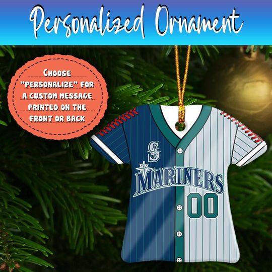 Seattle Mariners Champions Throwback Jersey Ceramic Ornament  Personalized Handmade Gift, Custom Name & Number