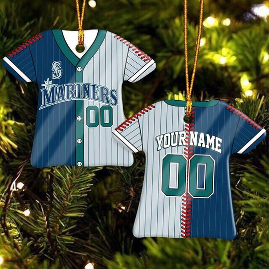 Seattle Mariners Champions Throwback Jersey Ceramic Ornament  Personalized Handmade Gift, Custom Name & Number
