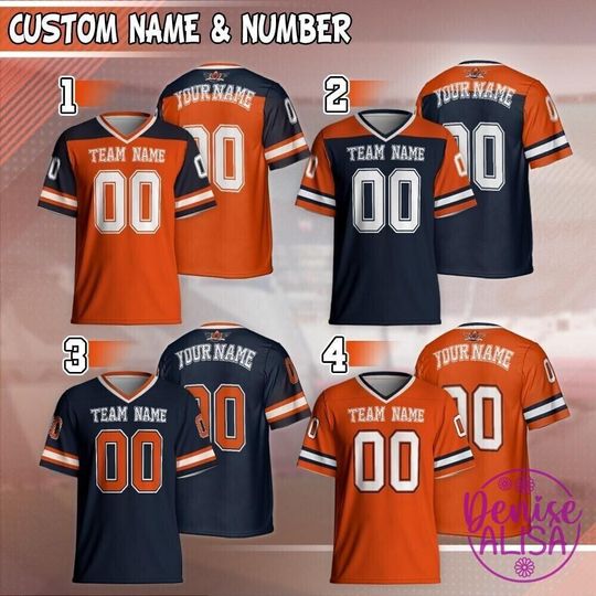 Personalized Chicago Football Jersey Shirt With Custom Your Name & Number, Game Day Outfit For American Football Fan