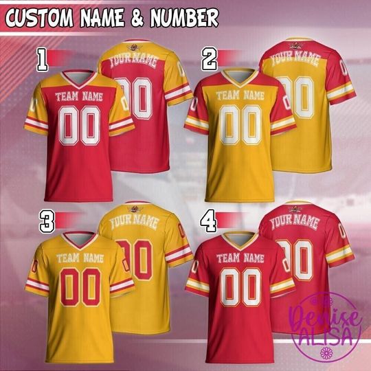 Personalized Kansas City Football Jersey Shirt With Custom Your Name & Number, Game Day Outfit For American Football Fan