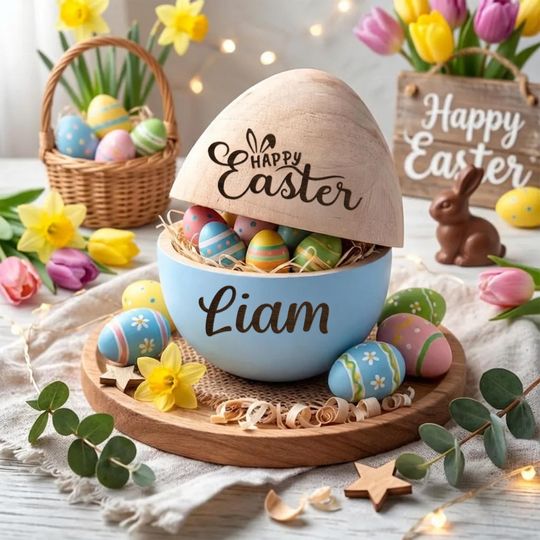 Personalized Wooden Egg Shaker,  Engraved Baby Egg, Kids Easter Gift, Baby Keepsake