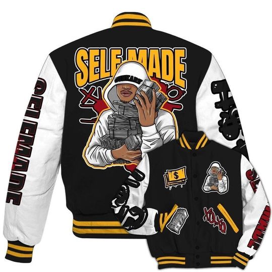 Varsity Jacket To Match White Taxi 12s - Selfmade Unique All Over Print Varsity Jacket