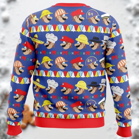 Mario Ugly Christmas Sweater, Super Mario Nintendo Holiday Sweater for Men