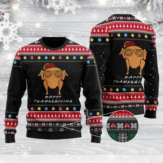 Turkey Ugly Christmas Sweater, Thanksgiving Sweater, Funny Holiday Sweaters, Turkey Thanksgiving Sweater, Xmas Holiday