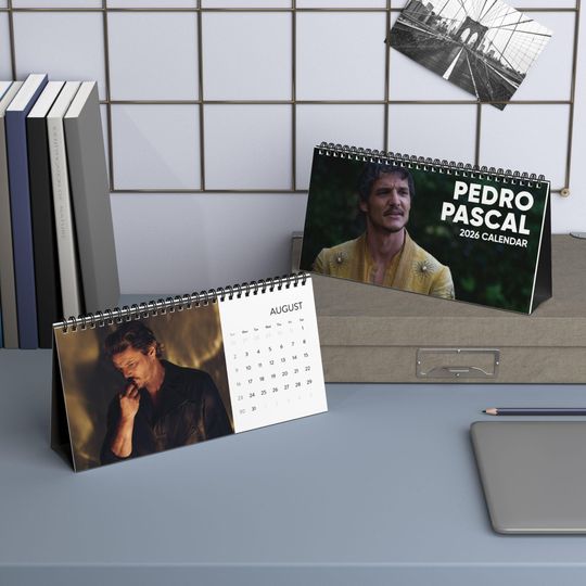 Pedro Pascal Desktop Calendar (2026 grid), Pedro Pascal Calendar, Pedro Pascal Fan gifts
