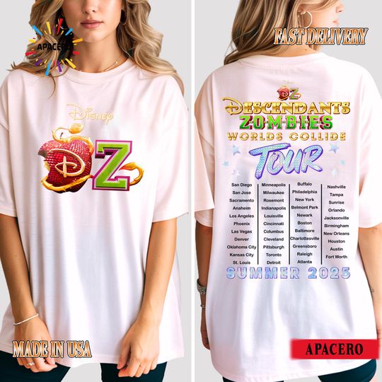 Descendants Zombies Tour Shirt, Descendants x Zombies Worlds Collide Tee, Summer 2025 Concert T-Shirt, DisneyChannel Fan Gift