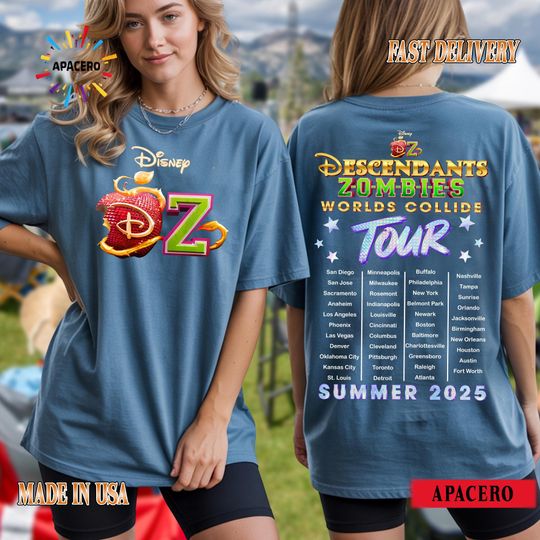 Descendants Zombies Tour Shirt, Descendants x Zombies Worlds Collide Tee, Summer 2025 Concert T-Shirt, DisneyChannel Fan Gift