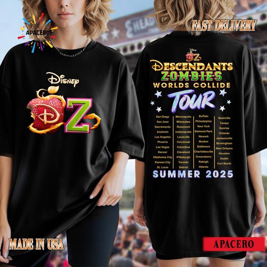 Descendants Zombies Tour Shirt, Descendants x Zombies Worlds Collide Tee, Summer 2025 Concert T-Shirt, DisneyChannel Fan Gift