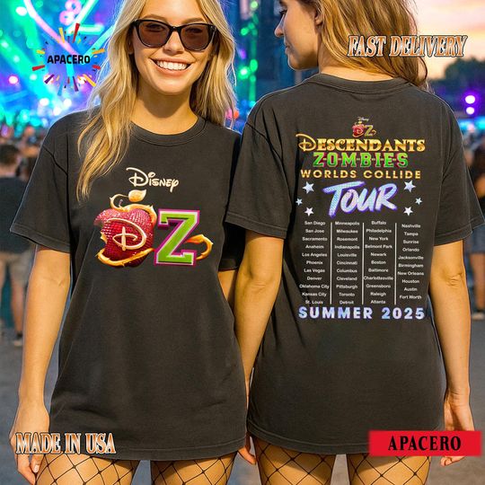 Descendants Zombies Tour Shirt, Descendants x Zombies Worlds Collide Tee, Summer 2025 Concert T-Shirt, DisneyChannel Fan Gift