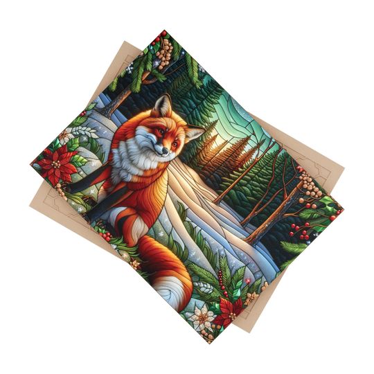 Ceramic Photo Tile | Rustic Fox Winter Scene