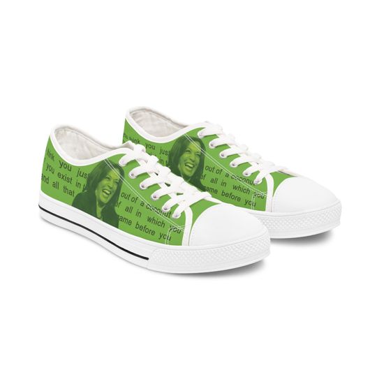 Kamala Lime Green Low Top Sneakers, Coconut Tree and BRAT Summer