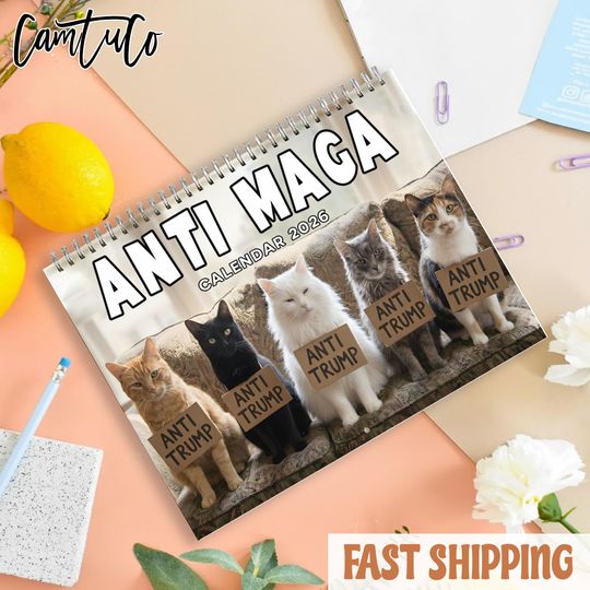 Anti Trump Cat 2026 Calendar, Cat Lover Calendar, Funny Kitty Gag Gift, Hilarious Ideas For Office,  FDT Calendar