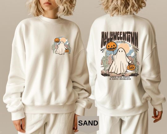 Retro Halloweentown Sweatshirt - Vintage Fall Sweatshirt , Halloween Ghost Sweater, Cozy Unisex Pullover -Halloween gift Sweatshirt