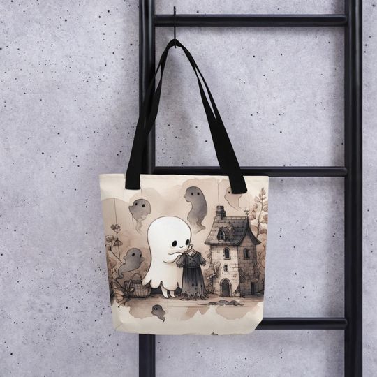 Cute Halloween Tote Bag Spooky Cute Ghost Girl
