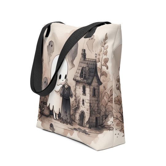 Cute Halloween Tote Bag Spooky Cute Ghost Girl