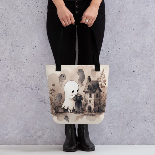 Cute Halloween Tote Bag Spooky Cute Ghost Girl