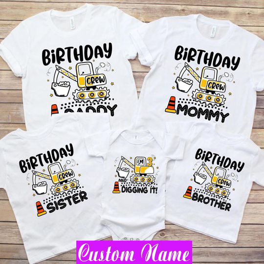 Construction Birthday Family Shirts: Personalized Matching Outfits