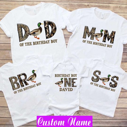 Hunting Birthday Shirt: Camo Duck Party, Personalized