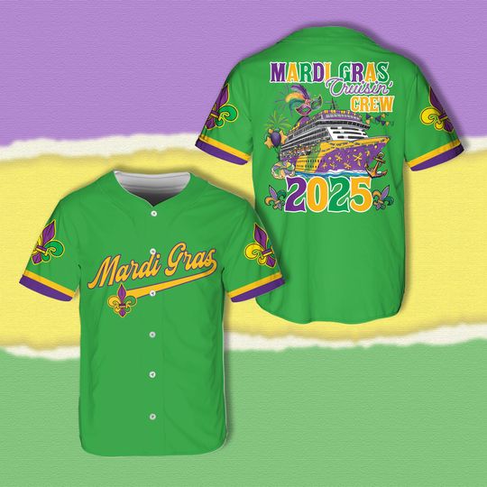 Mardi Gras Cruise Crew 2025 Baseball Jersey, Louisiana Mardi Gras Cruise Jersey Mardi Gras Carnival Shirt Group Family Matching Cruise Shirt
