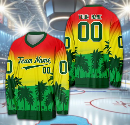 Personalized Tropical Hockey Jersey with Custom Name and Number