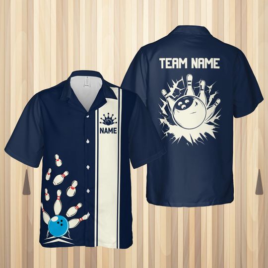 Personalized Bowling Hawaiian Shirt, Custom Color Bowling Hawaiian Shirt