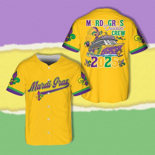 Mardi Gras Cruise Crew 2025 Baseball Jersey, Louisiana Mardi Gras Cruise Jersey Mardi Gras Carnival Shirt Group Family Matching Cruise Shirt
