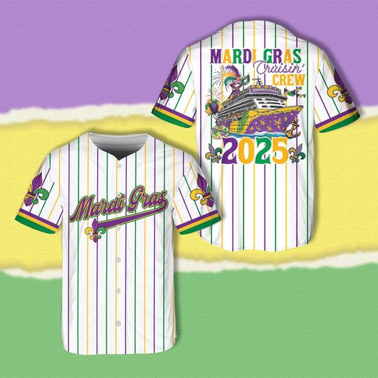 Mardi Gras Cruise Crew 2025 Baseball Jersey, Louisiana Mardi Gras Cruise Jersey Mardi Gras Carnival Shirt Group Family Matching Cruise Shirt