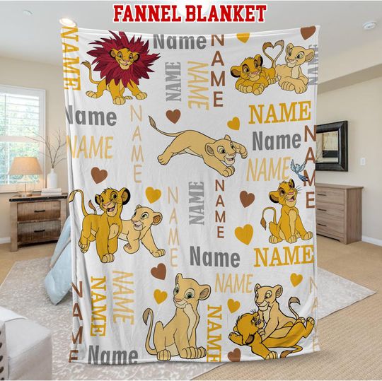 Personalized Baby Simba Blanket: Lion King Fleece, Custom Name