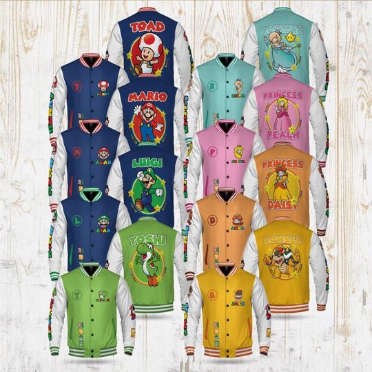 Personalized Super Mario Varsity Jacket: Custom Family Birthday Gift