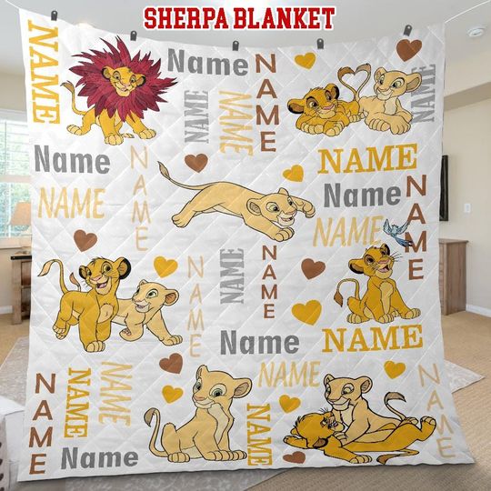 Personalized Baby Simba Blanket: Lion King Fleece, Custom Name