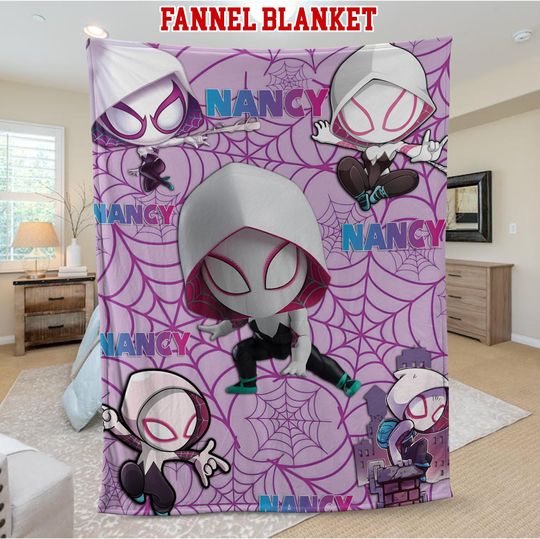 Custom Spider Gwen Fleece Blanket: Spidey and Friends Blanket
