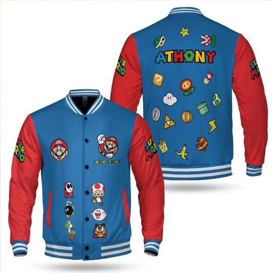 Personalized Super Mario Baseball Varsity Jacket