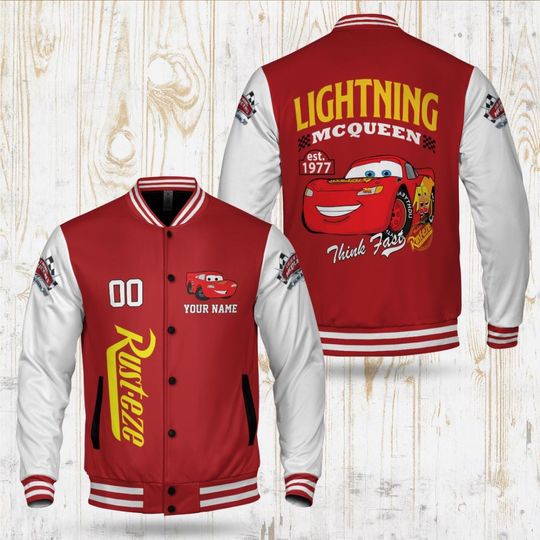 Personalized Lightning McQueen Varsity Jacket: Adult Baseball Team Outfit