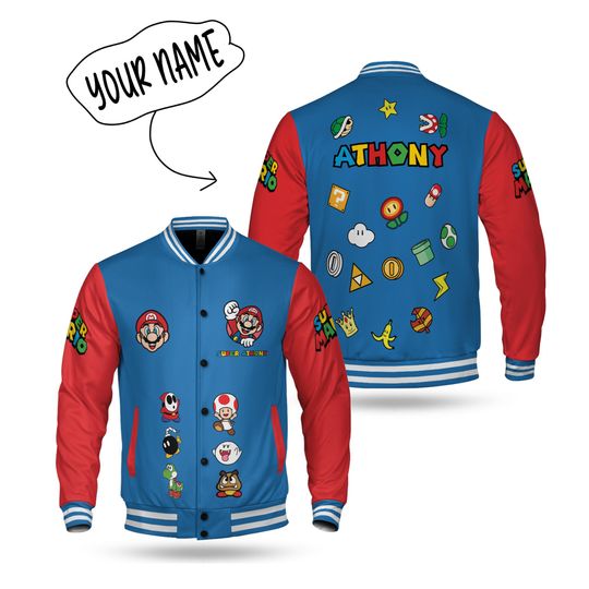 Personalized Super Mario Baseball Varsity Jacket