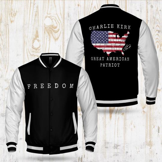 Great America Patriot Charlie Kirk Freedom Varsity Jacket, Justice For Charlie Kirk Unisex Jacket, Varsity Sport Jacket, Trending Shirt