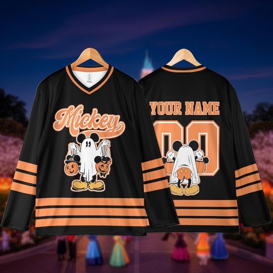 Custom Halloween Mickey Mouse Hockey Jersey