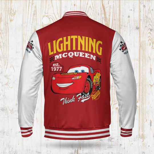 Personalized Lightning McQueen Varsity Jacket: Adult Baseball Team Outfit