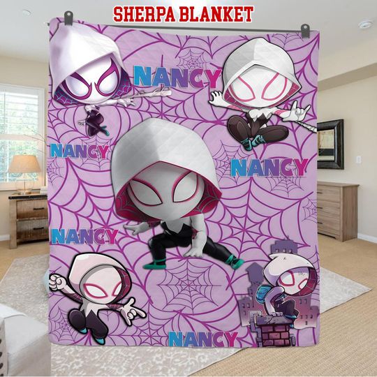 Custom Spider Gwen Fleece Blanket: Spidey and Friends Blanket