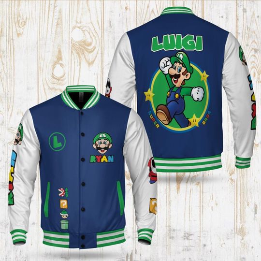 Personalized Super Mario Varsity Jacket: Custom Family Birthday Gift