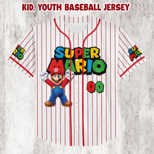 Personalized Super Mario Baseball Jersey |  Mario Baseball Jersey | Jersey for Kids
