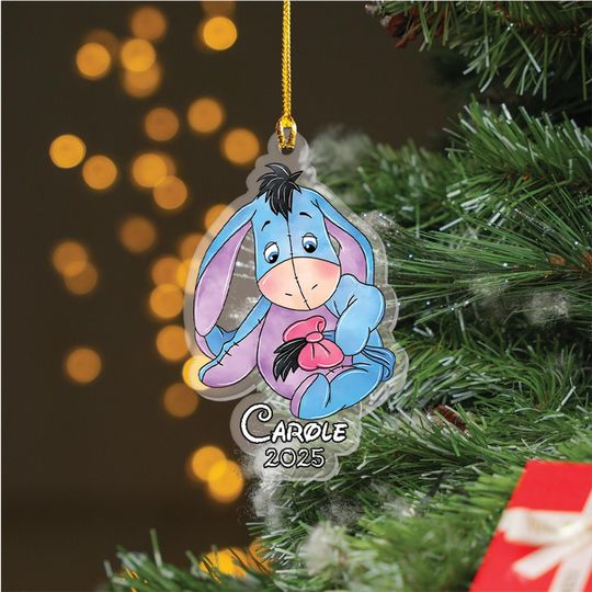 Personalized Eeyore Christmas Ornament, Custom Name Xmas Gift