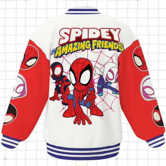 Custom Spidey And His Amazing Friends Varsity Jacket, Kids Varsity Jacket