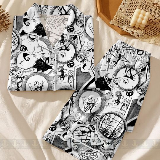 Jack Pumpkin Sally Zero Lock Shock Barrel Unisex Pajamas Set